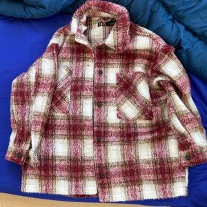 Zara Wool Blend Plaid Shacket Overshirt